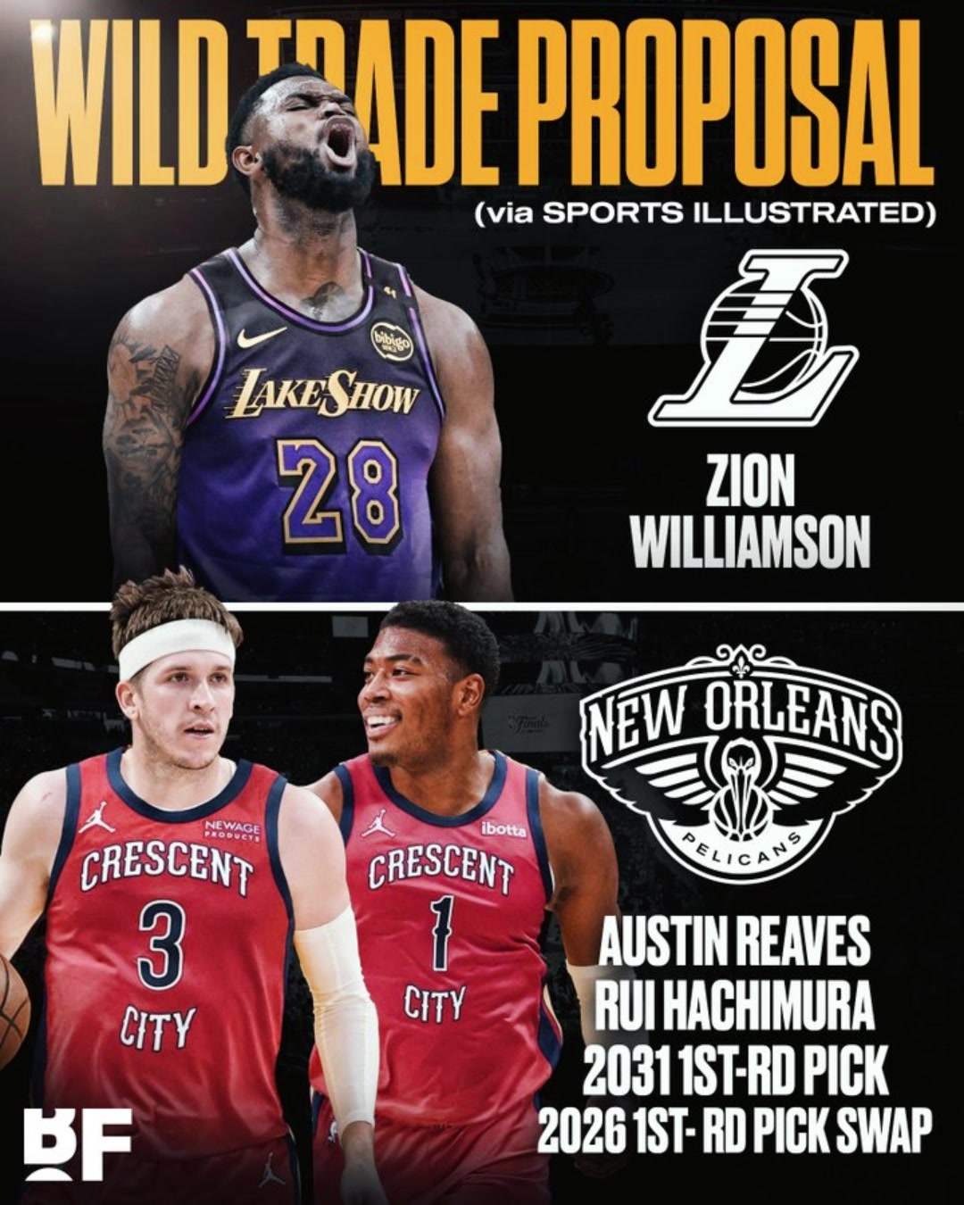 沖擊力拉滿美媒模擬交易里夫斯八村2首輪換來(lái)胖虎