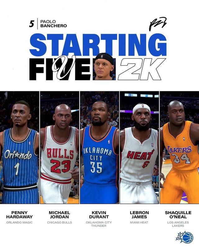 班凱羅心中的2K一陣：哈達威、喬丹、杜蘭特、詹姆斯、奧尼爾